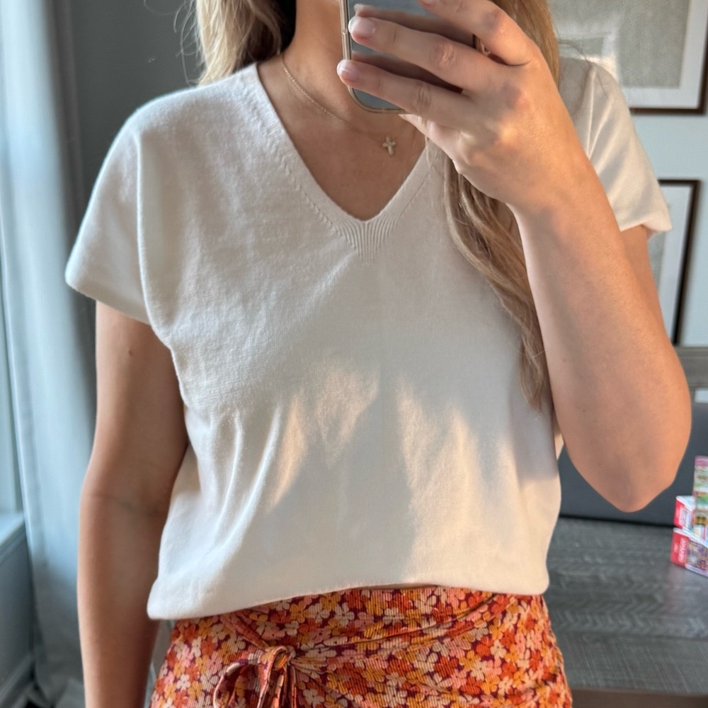 White Basic Short Sleeve T Shirt Blouse
